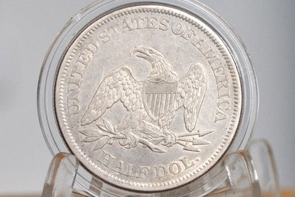 1861 Seated Liberty Half Dollar - AU (About Unc.), 1861 Liberty Seated Silver Half Dollar 1861 Mint Half