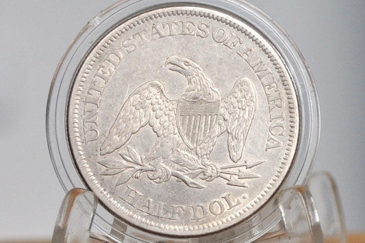 1861 Seated Liberty Half Dollar - AU (About Unc.), 1861 Liberty Seated Silver Half Dollar 1861 Mint Half