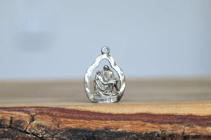 Vintage Sterling Silver Pieta Pendant - Stamped and Tested Sterling Silver - Catholic Religious Charm