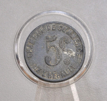 De L&#39;Herault Chambre de Commerce 5 Centimes - Bunch of Grapes Five Centimes Chambre De Commerce