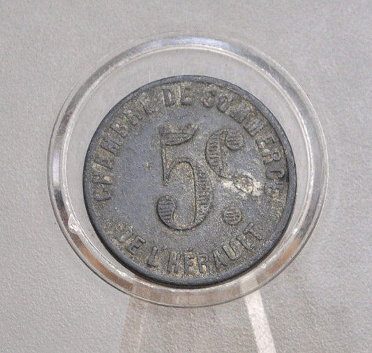 De L&#39;Herault Chambre de Commerce 5 Centimes - Bunch of Grapes Five Centimes Chambre De Commerce