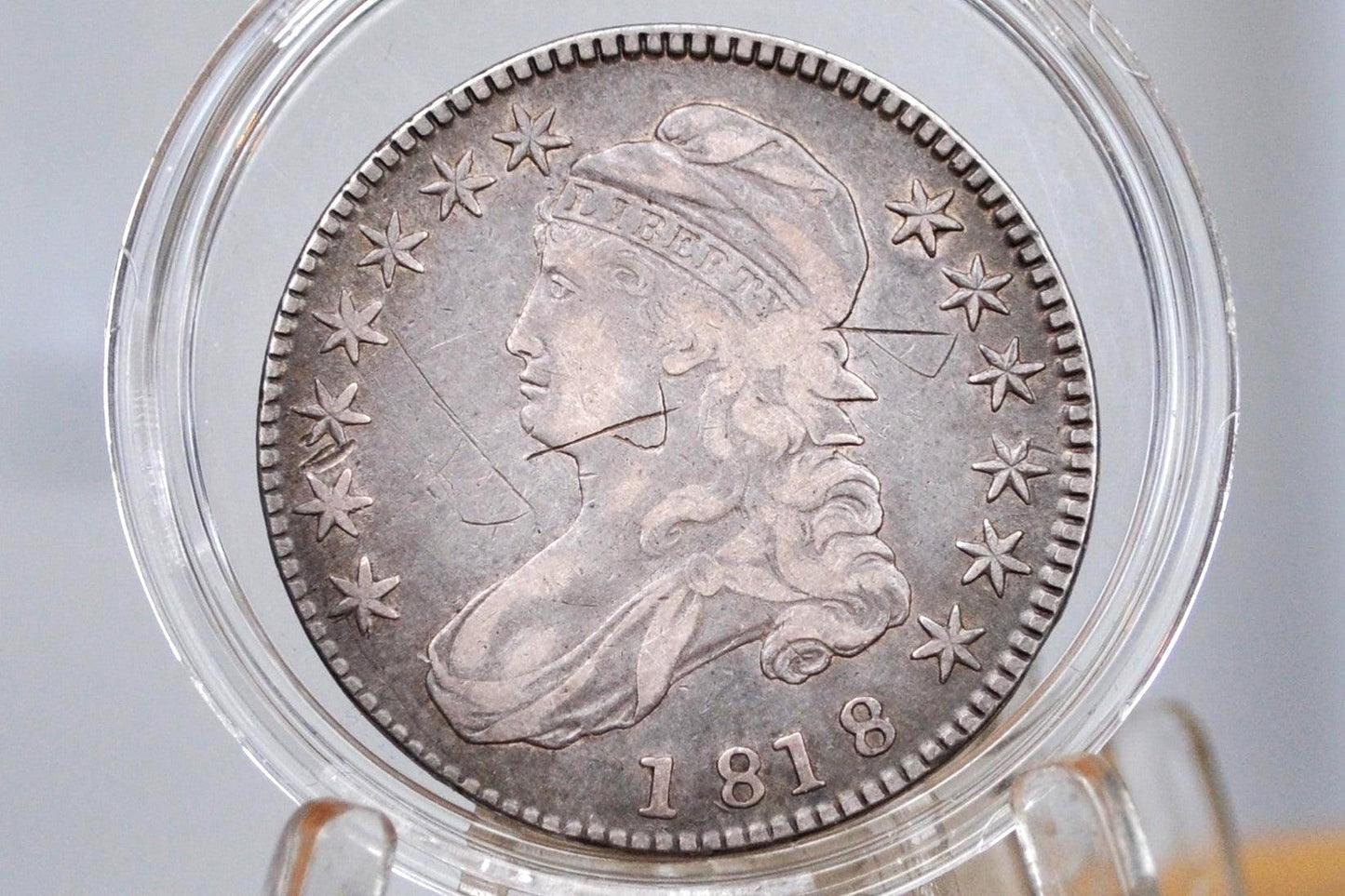 1818 Capped Bust Half Dollar - XF Detail, Some Scratches - 1818 Half Dollar US Half Dollar 1818 Early American Coin, Better Date! Low Mintag