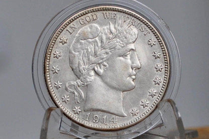 1914-S Barber Silver Half Dollar - Uncirculated, Cleaned, Beautiful Coin - 1914S Half Dollar 1914 S Barber 50 Cent Coin 1914 San Francisco M