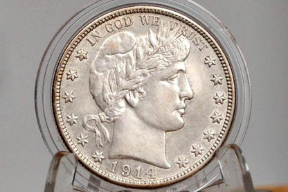 1914-S Barber Silver Half Dollar - Uncirculated, Cleaned, Beautiful Coin - 1914S Half Dollar 1914 S Barber 50 Cent Coin 1914 San Francisco M