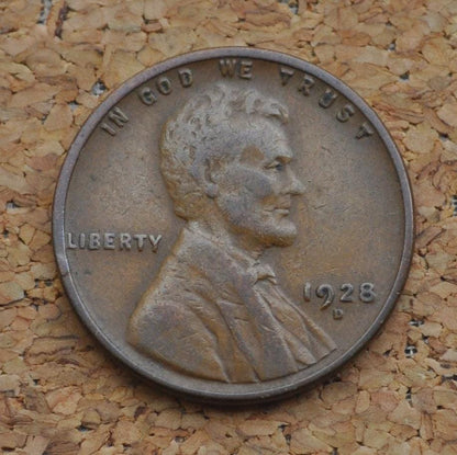 1928-S Wheat Penny - F/VF (Fine to Very Fine) Grade / Condition - San Francisco Mint - 1928S Wheat Ear Cent / 1928S Lincoln Wheat