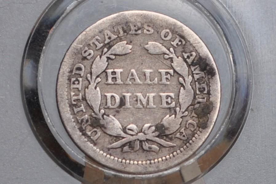 1854 Half Dime - G (Good); Great Type Coin - 1854 Seated Liberty Half Dime - Early American Coin - 1854 Silver Half Dime Liberty Seated