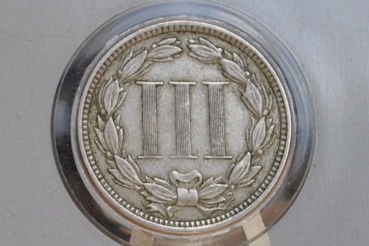 1876 Three Cent Nickel, Rarer Date - Choice XF Grade / Condition, Civil War Era 3 Cent Nickel 1876