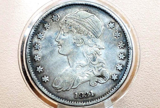 1831 Capped Bust Quarter - XF45-AU50 (Lustrous Coin) Beautiful - 1831 US Quarter 1831 - Early American Coin; Rare Coin Type, Few ever Made