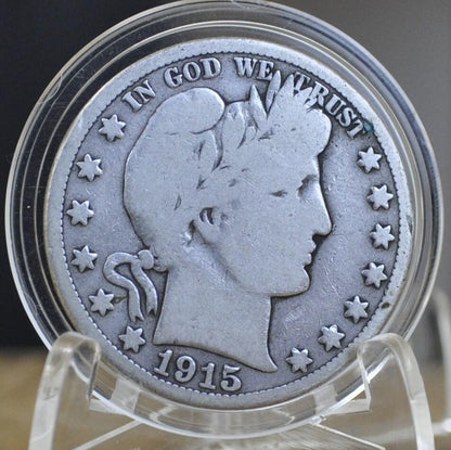 1915-S Barber Silver Half Dollar - VG (Very Good) Condition - San Francisco Mint - 1915S Half Dollar 1915 S Barber 50 Cent Coin 1915 US