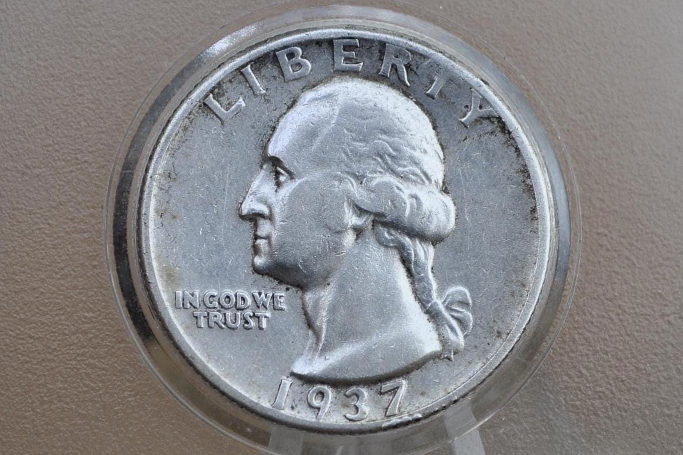 1937-S Washington Silver Quarter - Choose By Grade / Condition - 1937 S Washington Quarter - S Mint 1937 S Quarter; Low Mintage