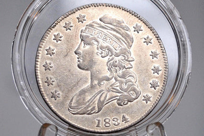1834 Capped Bust Half Dollar - AU - Large Date Variety - Great Coin - Early American Coin