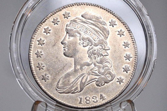 1834 Capped Bust Half Dollar - AU - Large Date Variety - Great Coin - Early American Coin