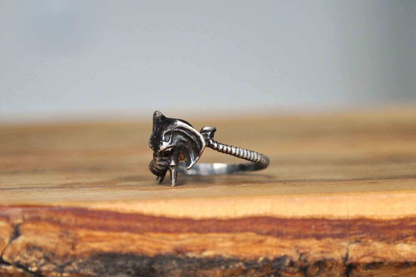 Stunning Sterling Silver Elephant Trunk Ring - Size 6 - Tested Sterling Silver - Tusked Elephant Trunk Ring