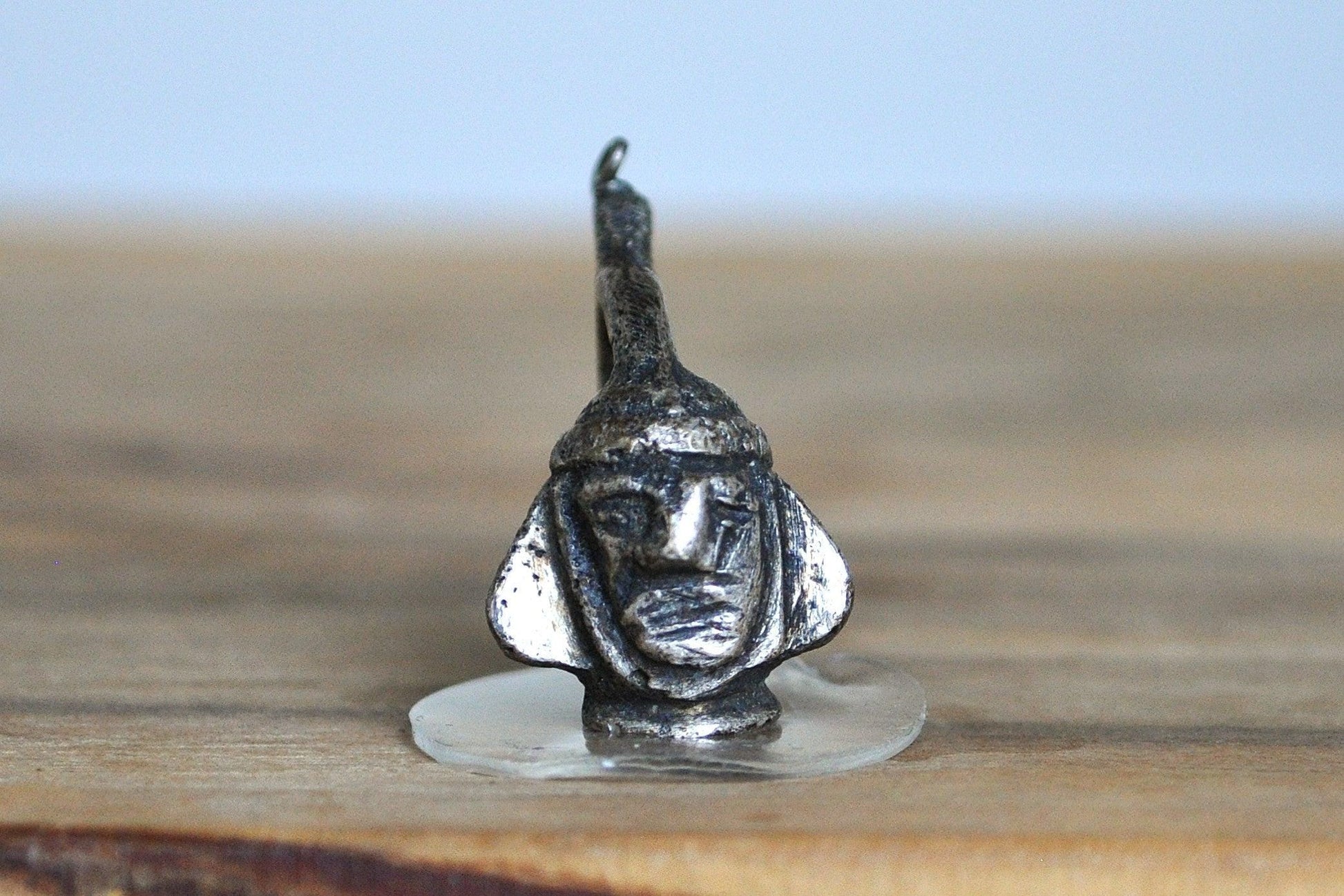 Antique Sterling Silver Moche Portrait Vessel Charm - Pre-Columbian Coastal Peru Pendant - Andean Jewelry