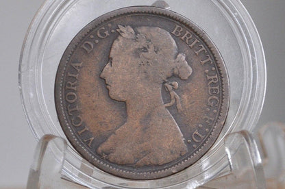 1885 Great Britain Half Penny - Vg/F Condition - Uk Large Penny 1885 - Queen Victoria 1/2 Penny - Uk Penny Young Head 1884 -