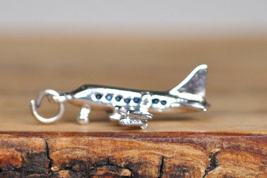 Scarce Sterling Silver Jet Airplane Pendant - Tested and Stamped Sterling Silver - J.M. Fischer & Co. Sterling Charm