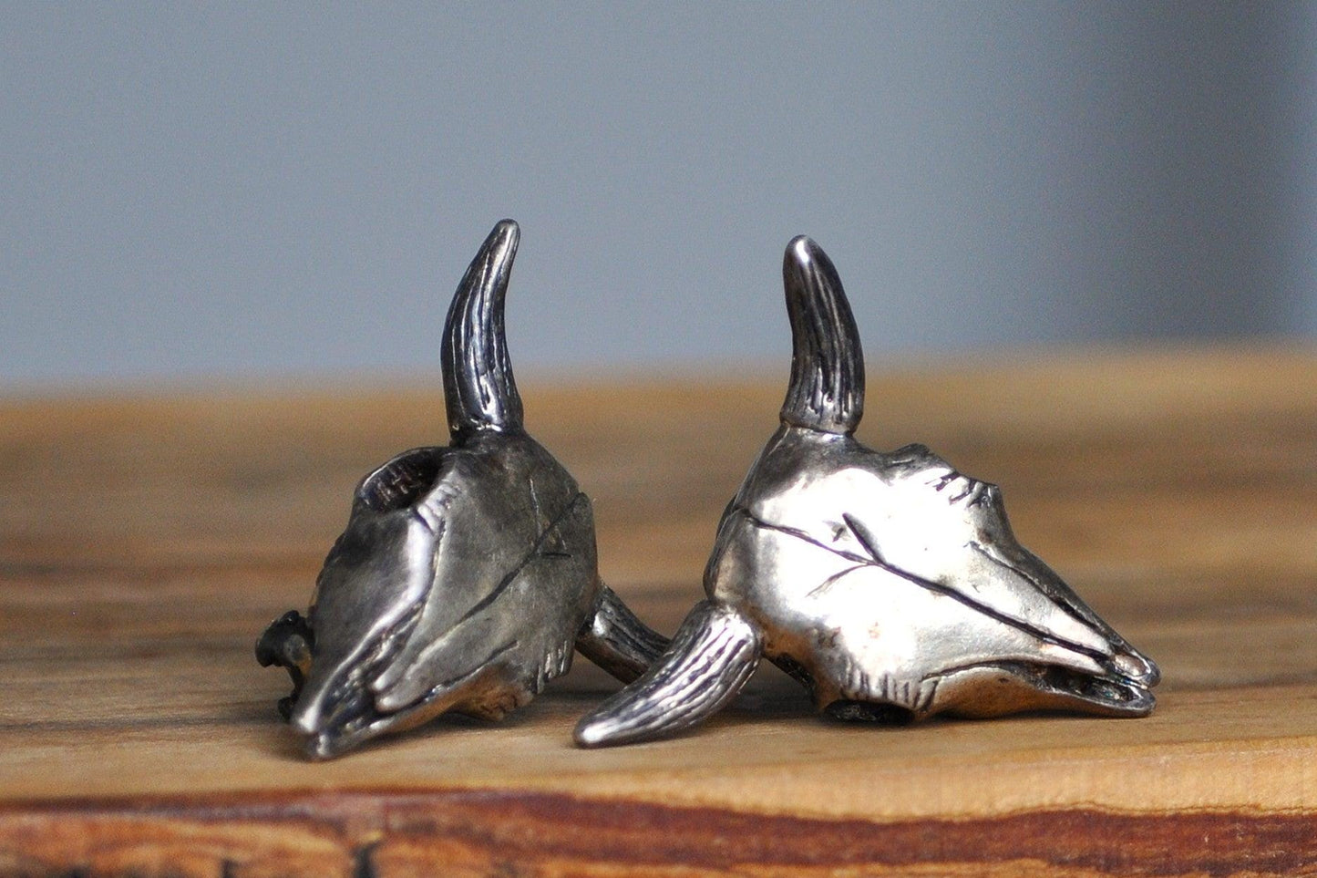 Rare Sterling Silver Steer Skull Earrings - Ox/Bull Skull Earrings - Latch Style Earrings - Tested Sterling Silver