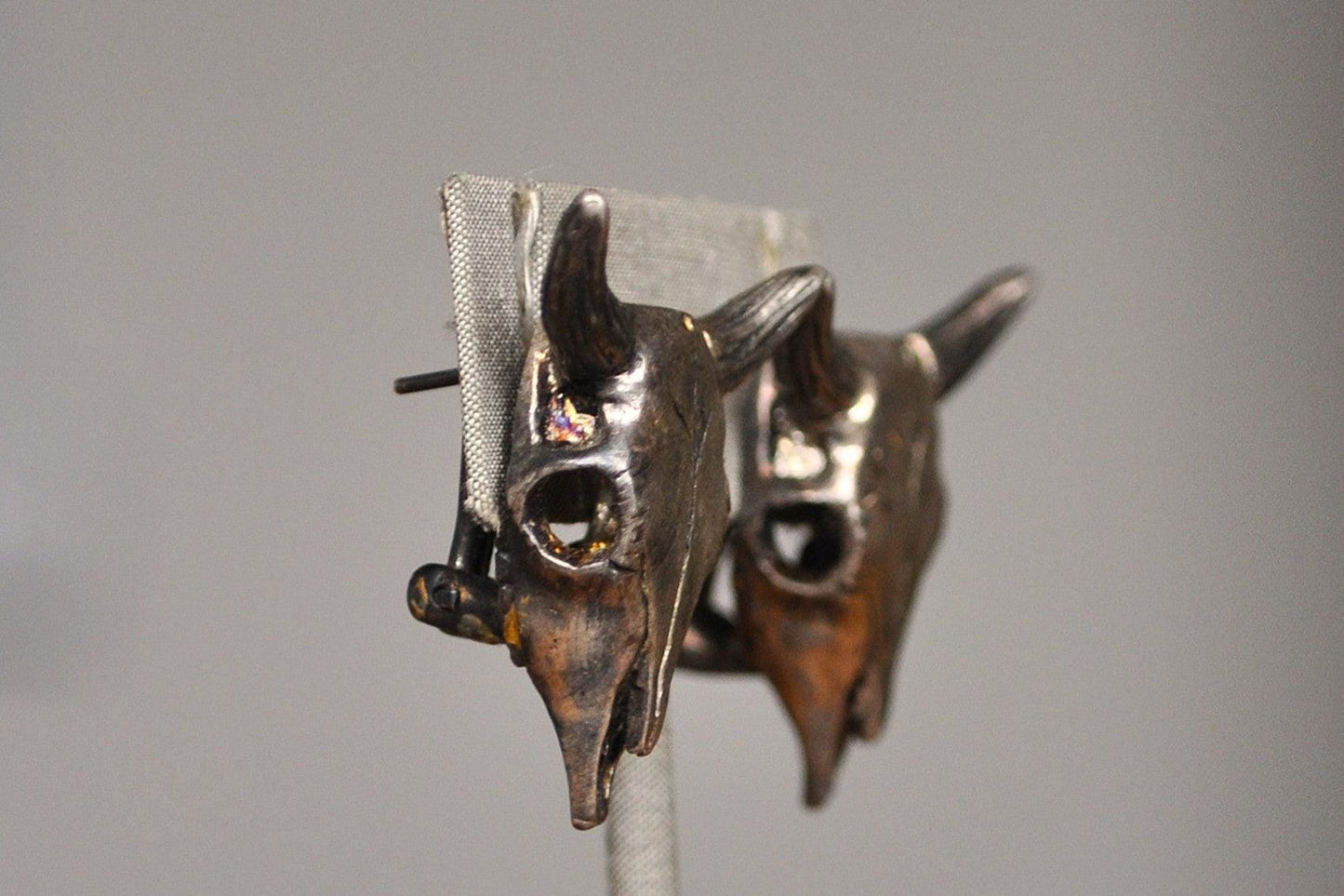 Rare Sterling Silver Steer Skull Earrings - Ox/Bull Skull Earrings - Latch Style Earrings - Tested Sterling Silver