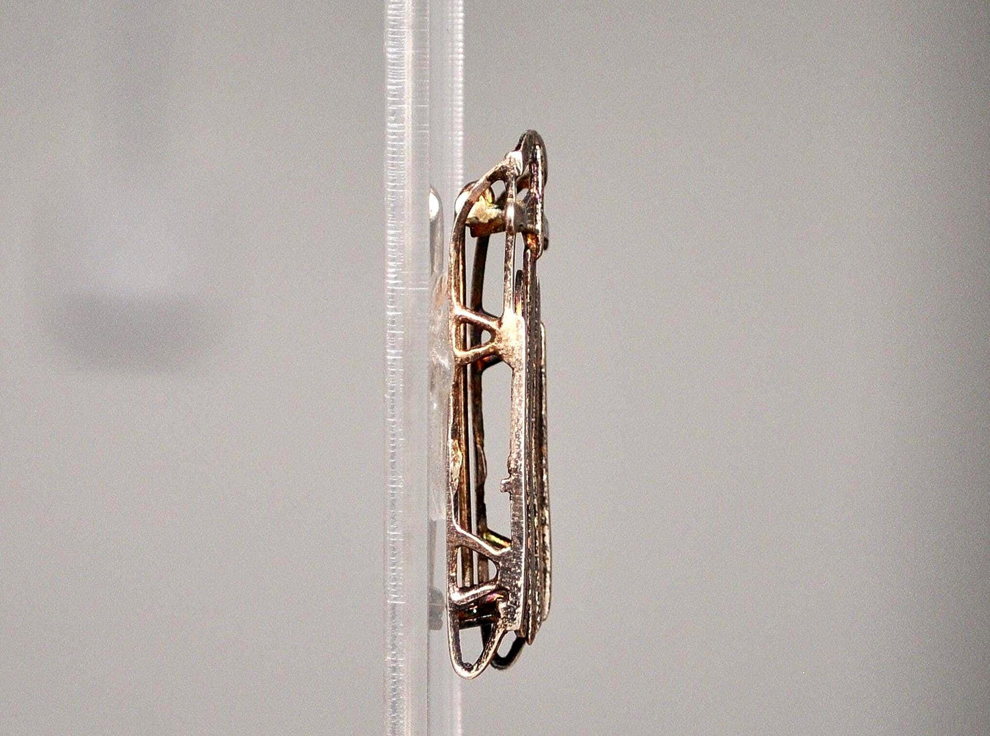 Scarce Sterling Silver Sled/Toboggan Brooch - Stamped and Tested Sterling Silver - "M" Wrapped in Laurel Wreath Hallmark