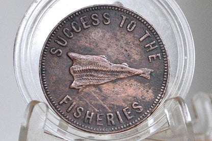 1860 Canadian 1/2 Penny Speed the Plough Coin - XF Condition - Hook Reverse Variation, PE-5B2 - Prince Edward Island Coin -