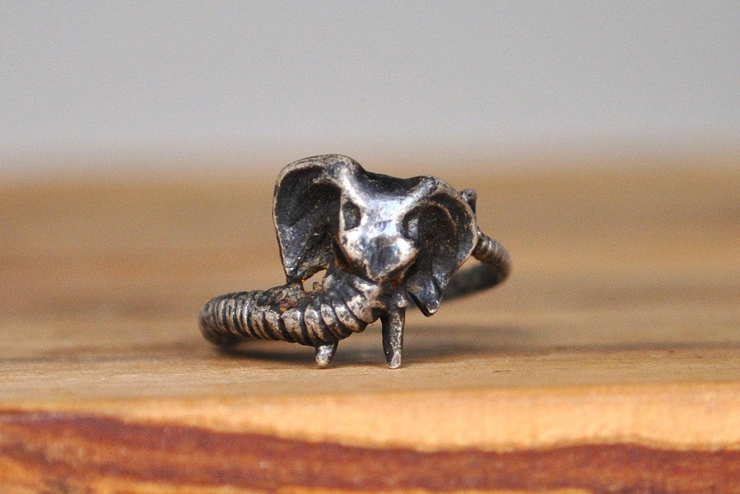 Stunning Sterling Silver Elephant Trunk Ring - Size 6 - Tested Sterling Silver - Tusked Elephant Trunk Ring