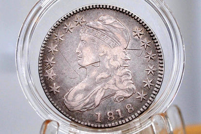 1818 Capped Bust Half Dollar - XF Detail, Some Scratches - 1818 Half Dollar US Half Dollar 1818 Early American Coin, Better Date! Low Mintag
