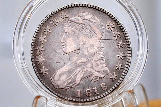 1818 Capped Bust Half Dollar - XF Detail, Some Scratches - 1818 Half Dollar US Half Dollar 1818 Early American Coin, Better Date! Low Mintag