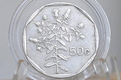 1991 Rarer Malta 50 Cents - Maltese Republic Coins - Great Condition - Mediterranean Countries Coin -