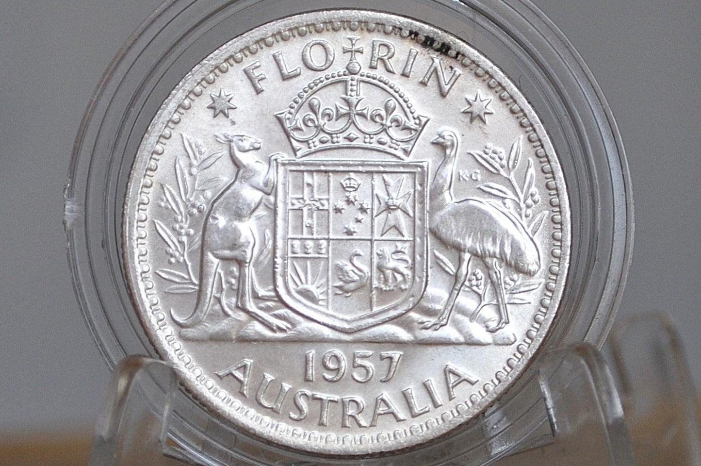 1957 Australian Silver Florin - Uncirculated Condition - Queen Elizabeth II - Great Coin! Silver Florin -