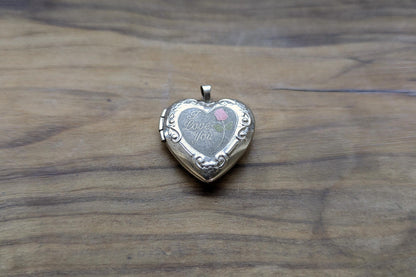 Sterling Silver "I Love You" Rose Heart Locket Pendent - Stamped and Tested Sterling Silver - Penny Sized Locket