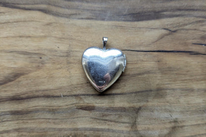 Sterling Silver "I Love You" Rose Heart Locket Pendent - Stamped and Tested Sterling Silver - Penny Sized Locket