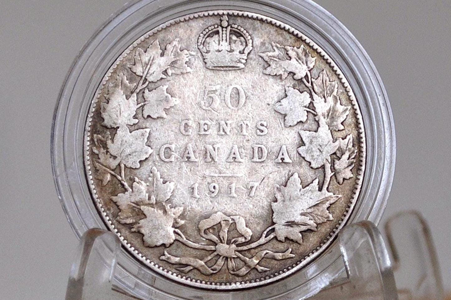 1917 Canadian Silver Half Dollar - VG/F Condition - Silver - 50 Cent Canada 1917 Silver - George V -