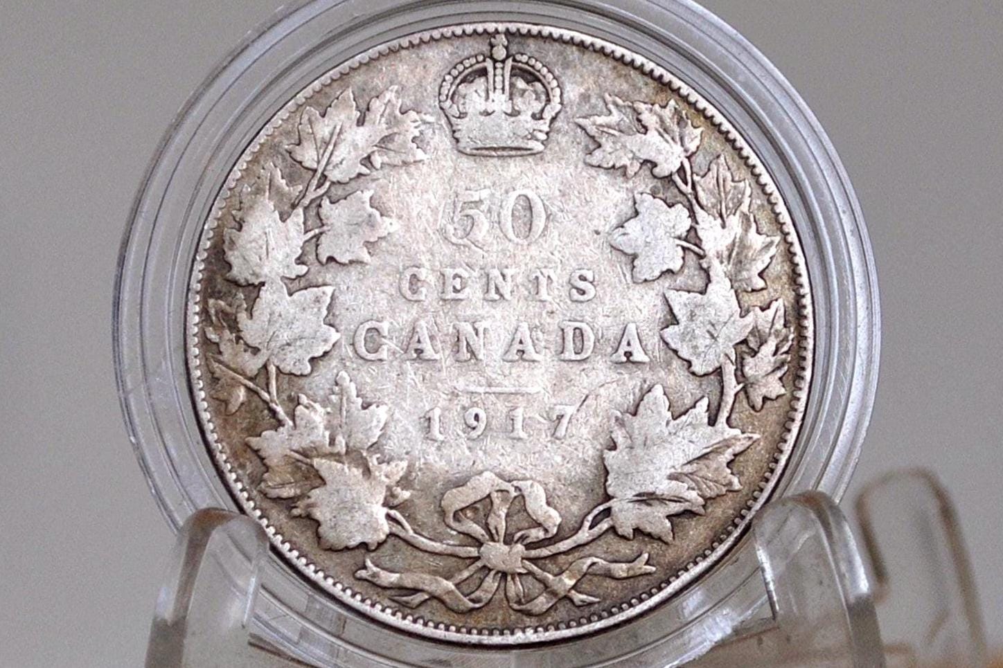 1917 Canadian Silver Half Dollar - VG/F Condition - Silver - 50 Cent Canada 1917 Silver - George V -
