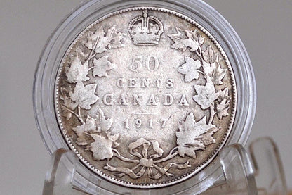 1917 Canadian Silver Half Dollar - VG/F Condition - Silver - 50 Cent Canada 1917 Silver - George V -
