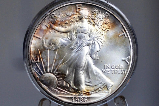 1986 Silver Eagle 1 oz. Bullion - Beautifully Toned - One Ounce Fine Silver - 1986 Silver Walking Liberty One Ounce Silver
