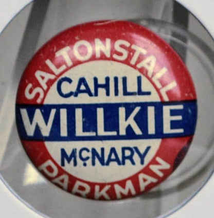 1940 Saltonstall Cahill Willkie McNary Parkman Republican Campaign Pin - Massachusetts (R) 1940 Nominees - Wendell Willkie Campaign Button