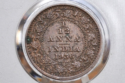 India 1/12 Anna 1936 - AU Condition - 1936 India One Twelfth Anna - British India One Quarter Anna, High Grade, Great Coin