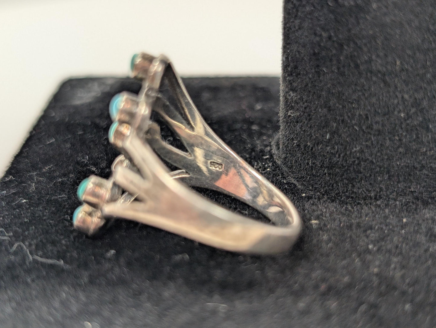 Sterling Silver Native American Multi-Turquoise Stone Ring - Size 9 - Stamped and Tested Sterling Silver - 6 Stone Ring