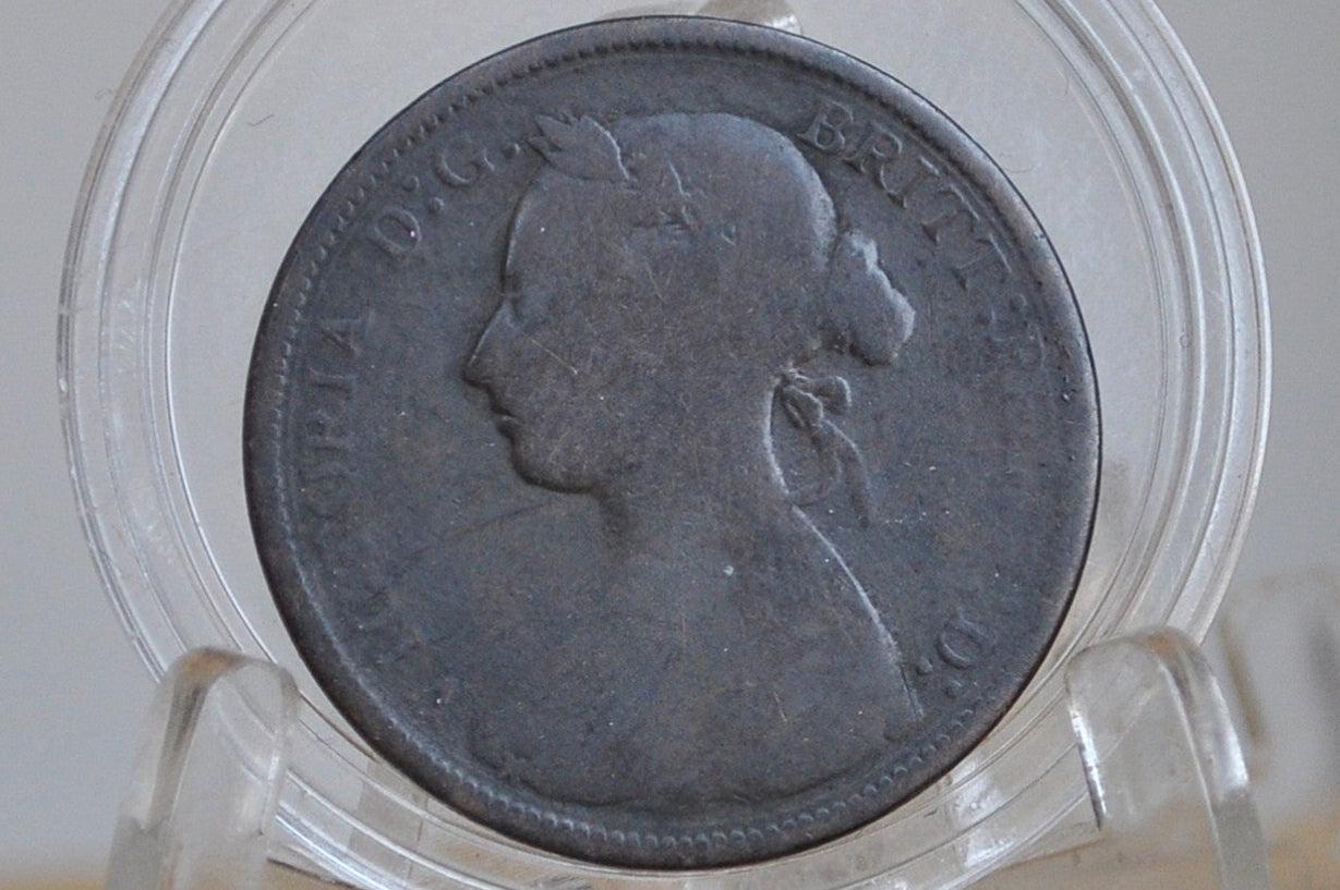 1884 Great Britain Half Penny - G/Vg Condition - Uk Large Penny 1884 - Queen Victoria 1 Penny - Copper - Uk Penny Young Head 1884 (Copy)