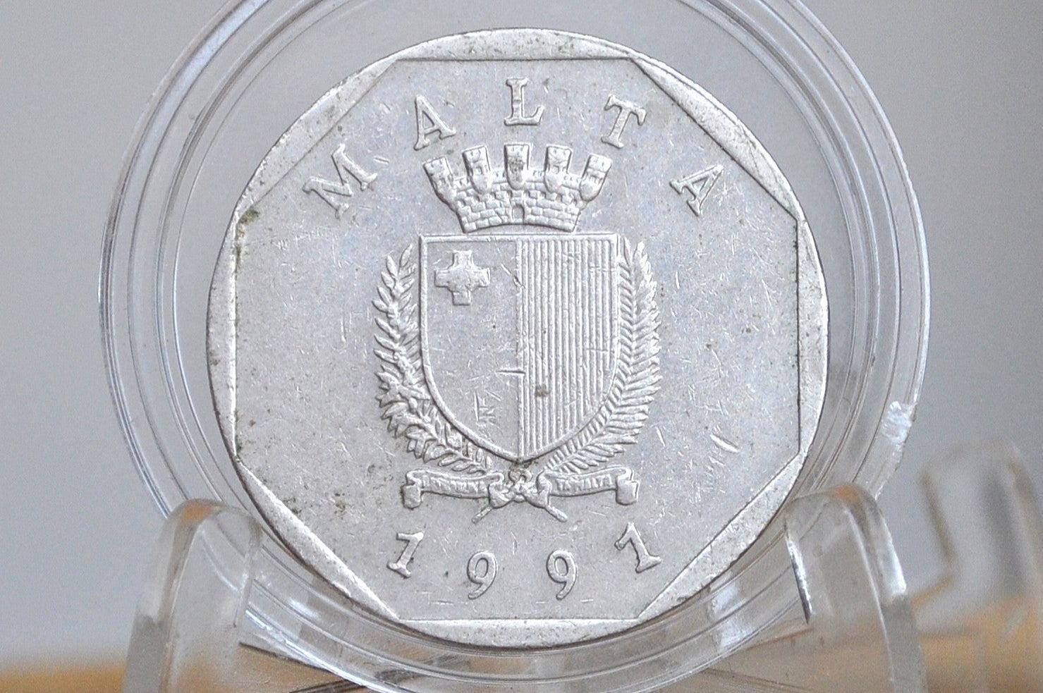 1991 & 1986 Malta 5 Cents - Maltese Republic Coins - Great Condition - Mediterranean Countries Coin -