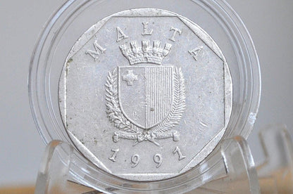 1991 & 1986 Malta 5 Cents - Maltese Republic Coins - Great Condition - Mediterranean Countries Coin -