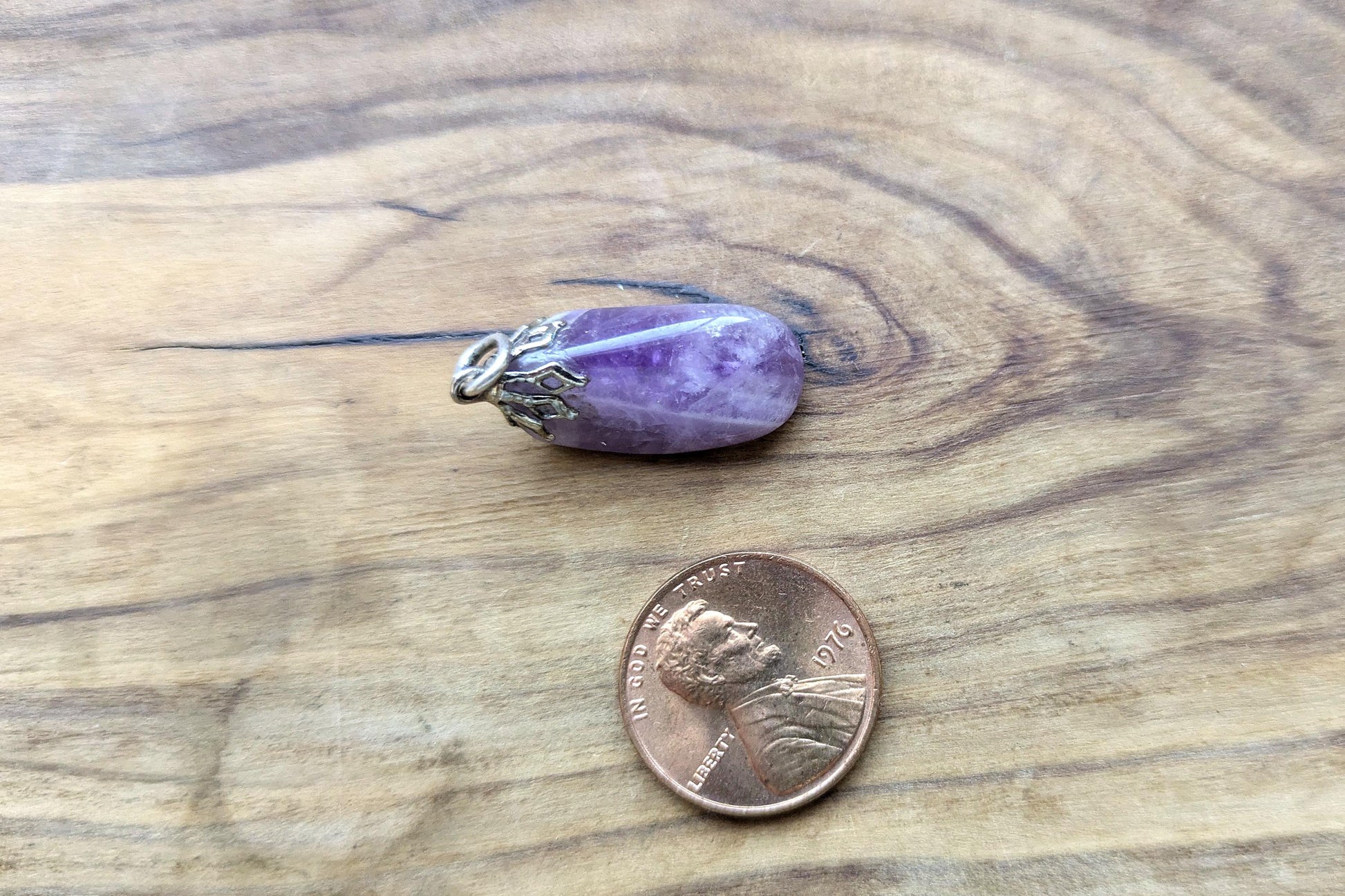 Sterling Silver Amethyst Quartz Pendant - Tested Sterling Silver - Teardrop/Snowflake Drip