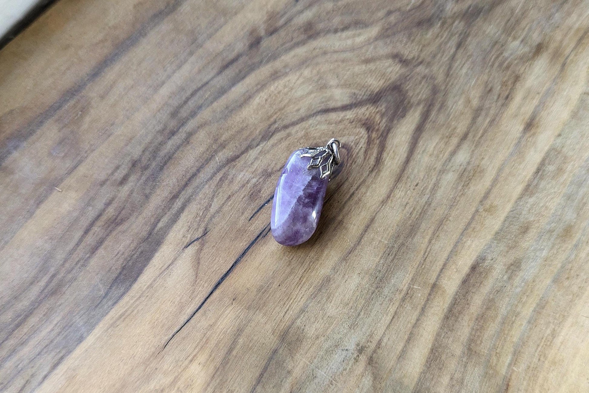Sterling Silver Amethyst Quartz Pendant - Tested Sterling Silver - Teardrop/Snowflake Drip