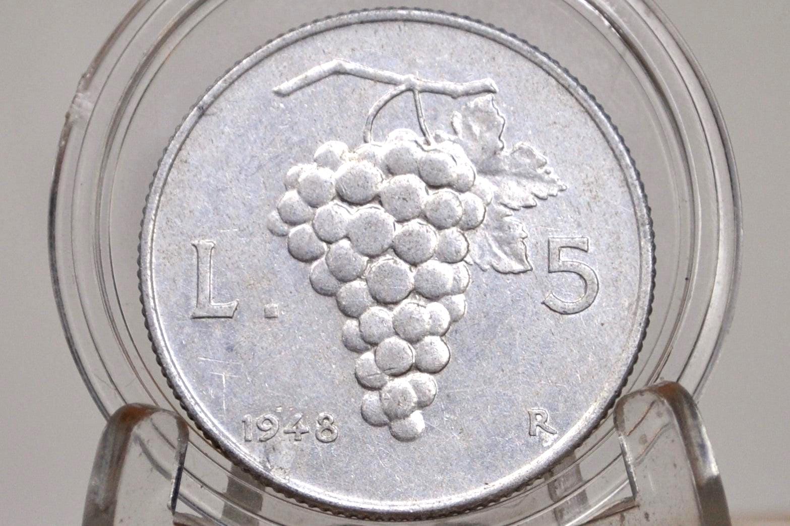 1940s/50s Italian Lira Coins - Luigi Einaudi - Italy 2 Lire, 5 Lire, 10 Lire - Republic of Italy - Great Condition -