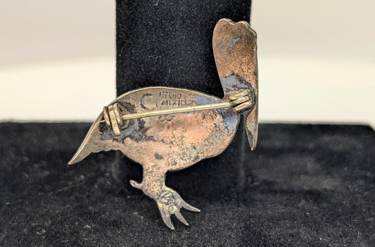 Sterling Silver Abalone Inlay Pelican Brooch - Stamped and Tested Sterling Silver - Mexican Jewelry