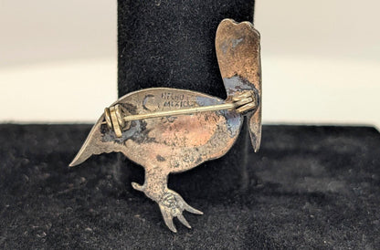 Sterling Silver Abalone Inlay Pelican Brooch - Stamped and Tested Sterling Silver - Mexican Jewelry