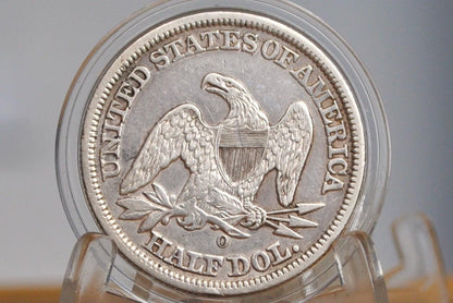 1847-O Seated Liberty Half Dollar - AU, Beautiful Coin - 1847O Liberty Seated Silver Half Dollar