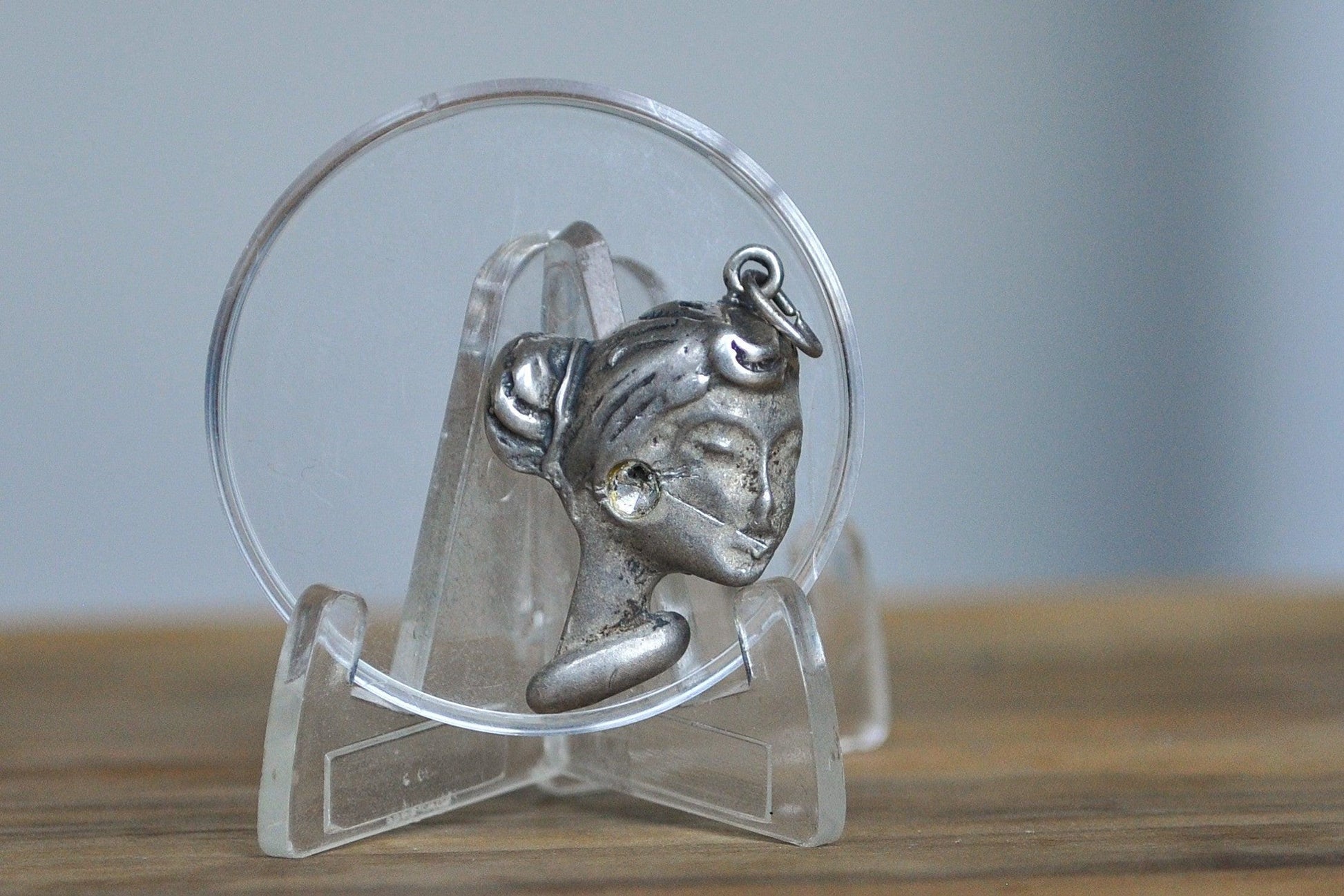 Beautiful Sterling Silver Art Nouveau Cameo Pendant - Stamped and Tested Sterling Silver - Art Nouveau Cameo Charm