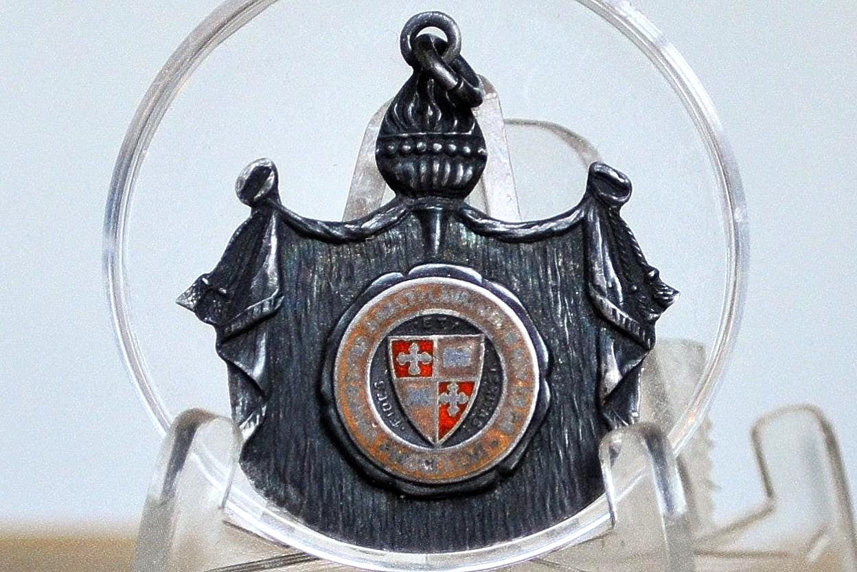 Antique Sterling Silver St. Lawrence University Emblem Pendant - Stamped and Tested Sterling Silver - Prestigious School Medal