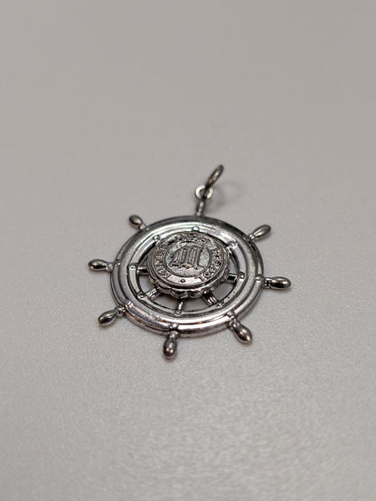 Sterling Silver 1963 Milton High School Senior Prom Pendant - Tested Sterling Silver - Milton, Mass - Ship Wheel Pendant